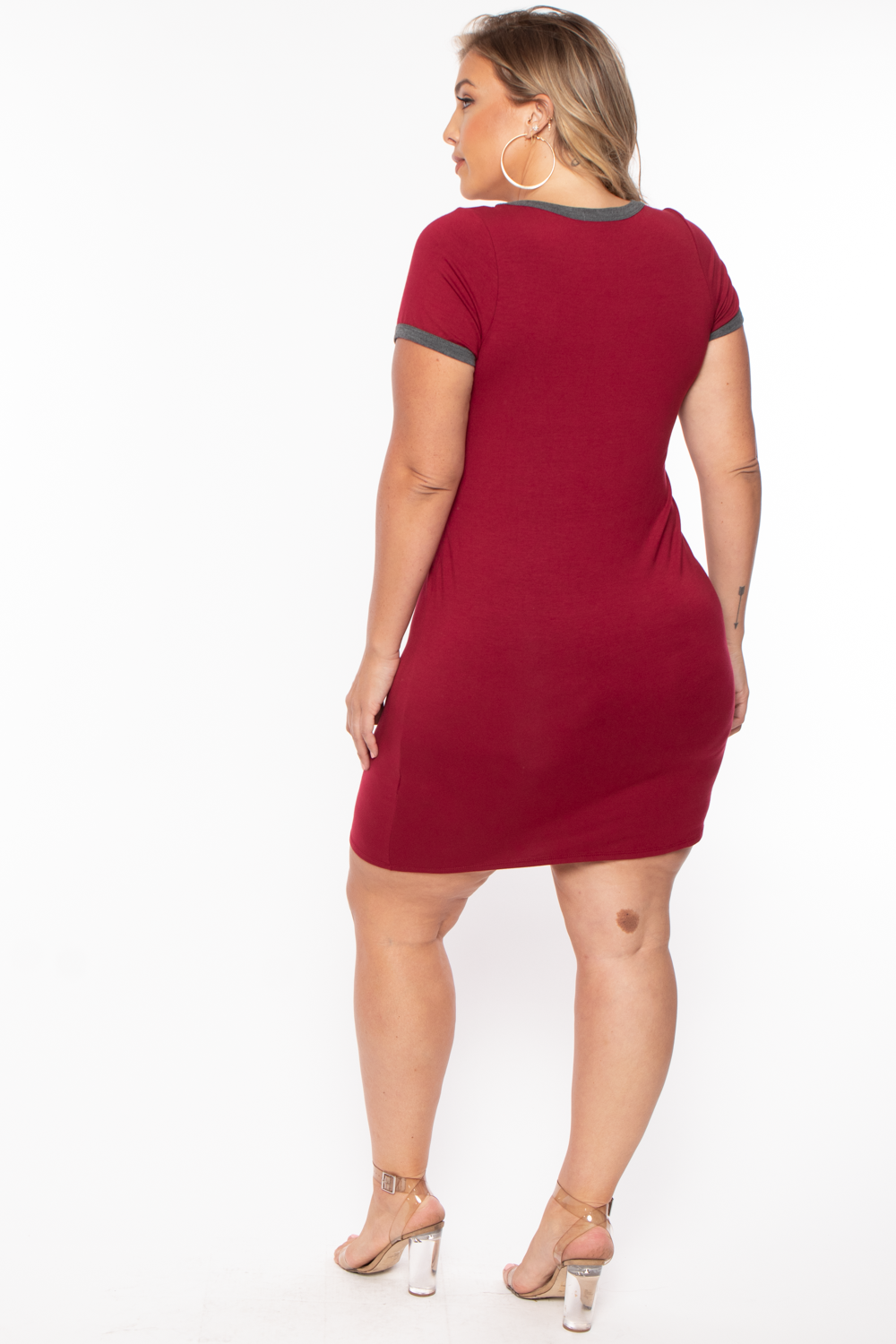 Plus Size Kate Tee Dress - Burgundy - Curvy Sense