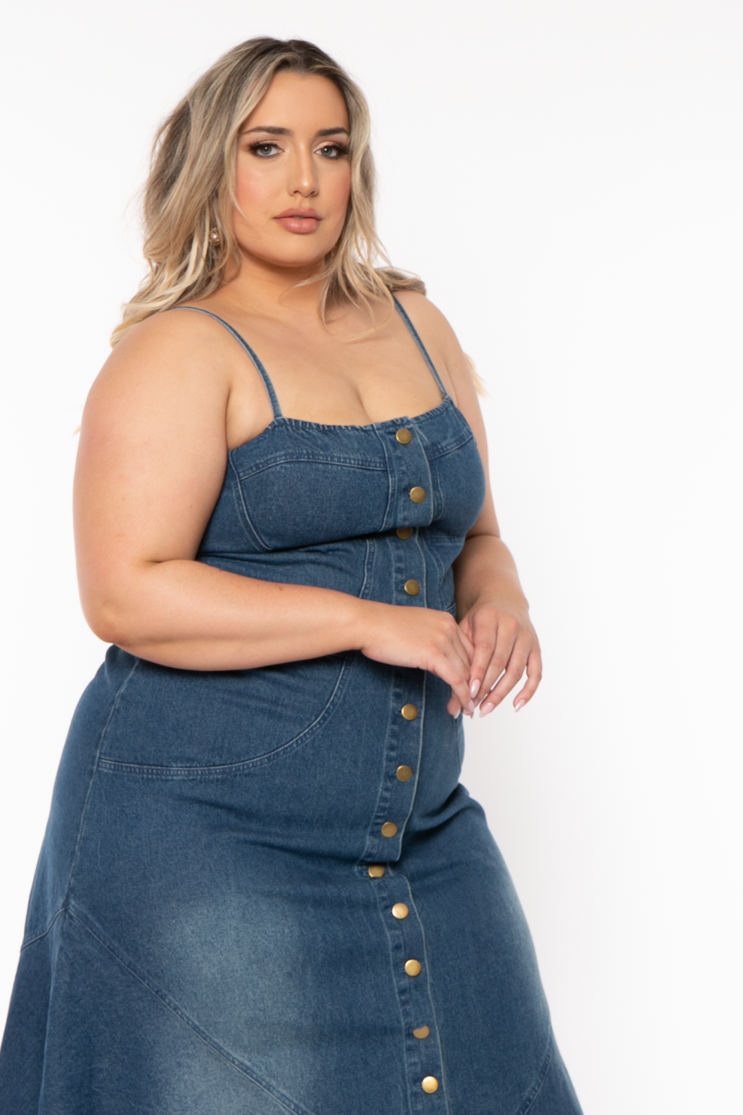 Plus Size Lana Denim Maxi Dress - Blue – Curvy Sense