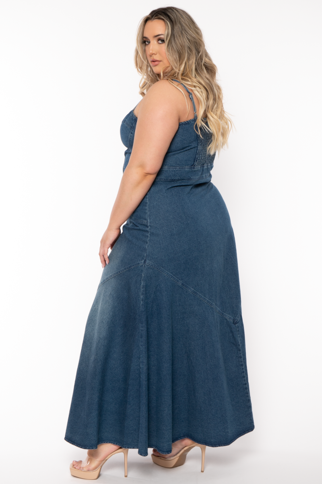Jade by Jane Dresses Plus Size Lana Denim Maxi Dress - Blue