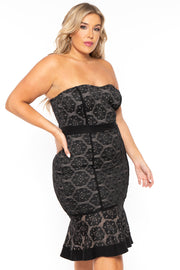 Curvy Sense Dresses Plus Size Laurie Embroidered Lace Dress - Black