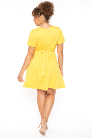 Curvy Sense Dresses Plus Size Lucy Flare Dress - Yellow
