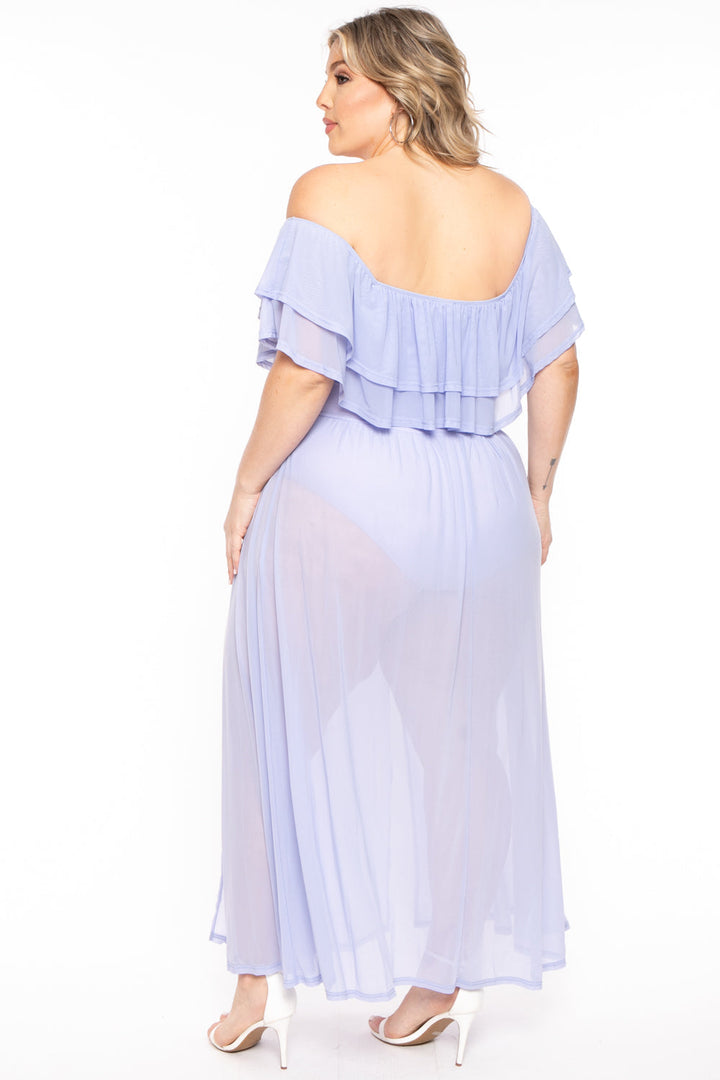 Find Me Dresses Plus Size Maia Off The Shoulder Maxi  Dress - Lavender