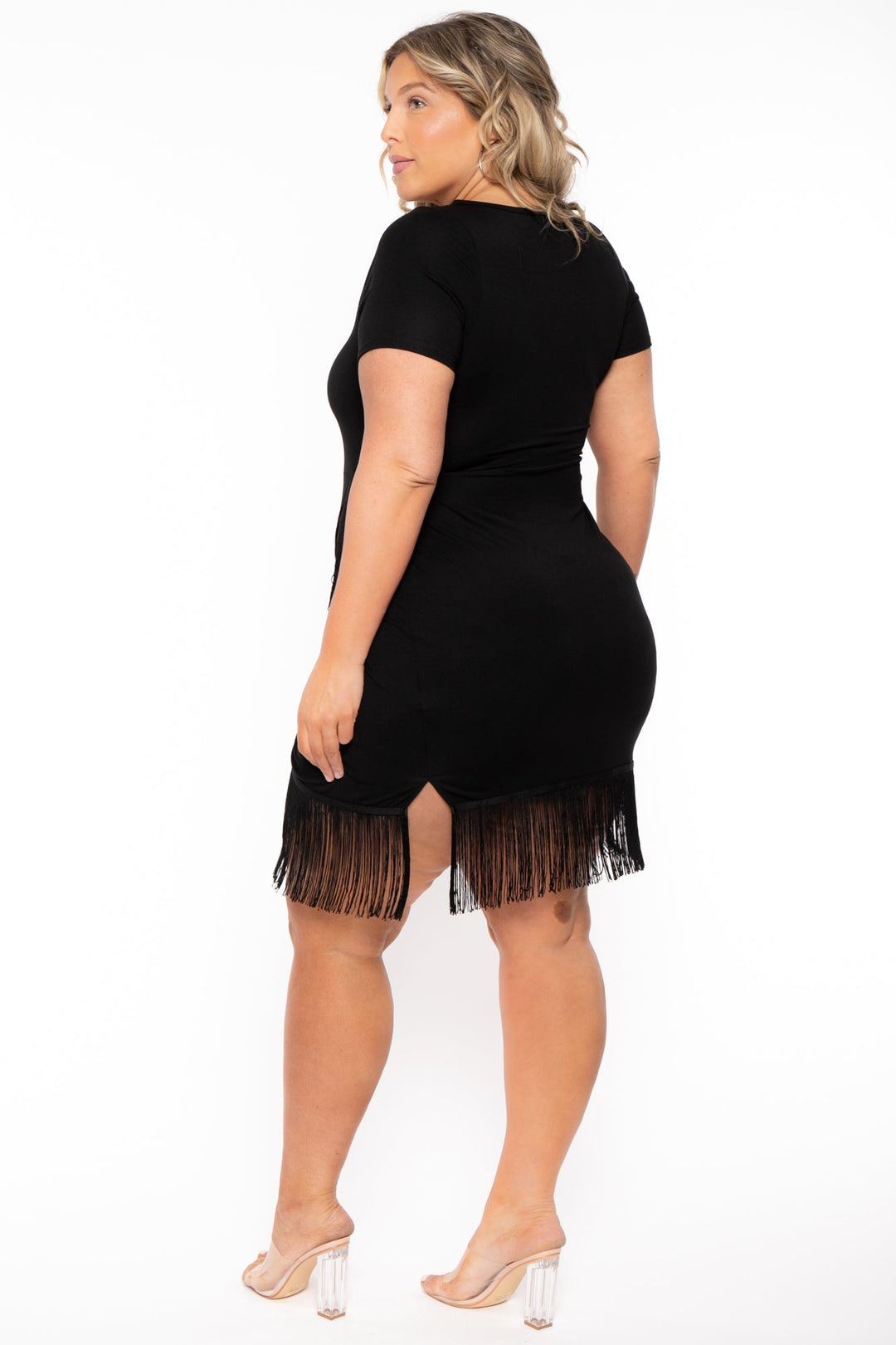 Curvy Sense Dresses Plus Size Mamacita Fringe Dress - Black