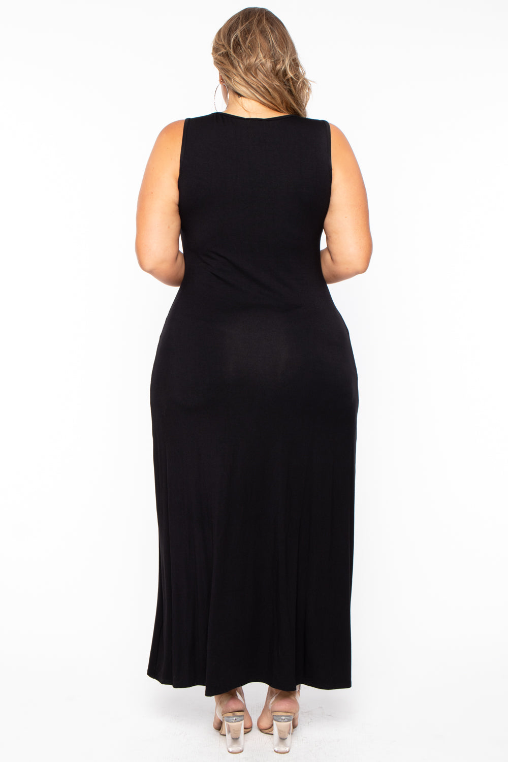 Plus Size Melly M-Slit Dress - Black - Curvy Sense