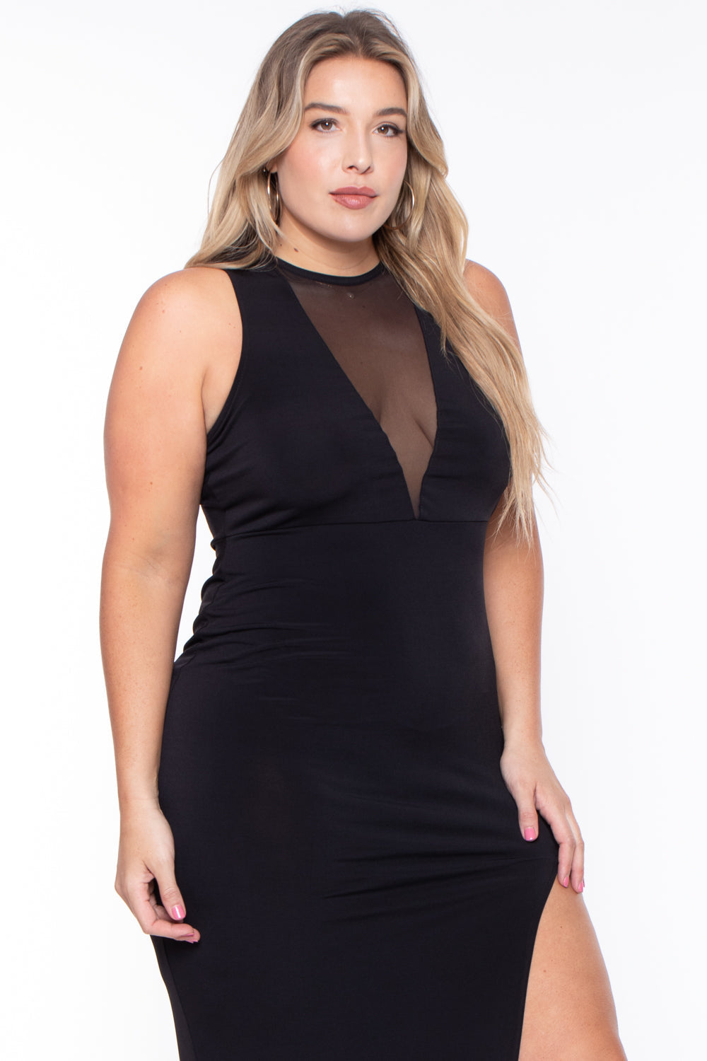 Curvy Sense Dresses Plus Size Nicki Mesh Maxi Dress - Black