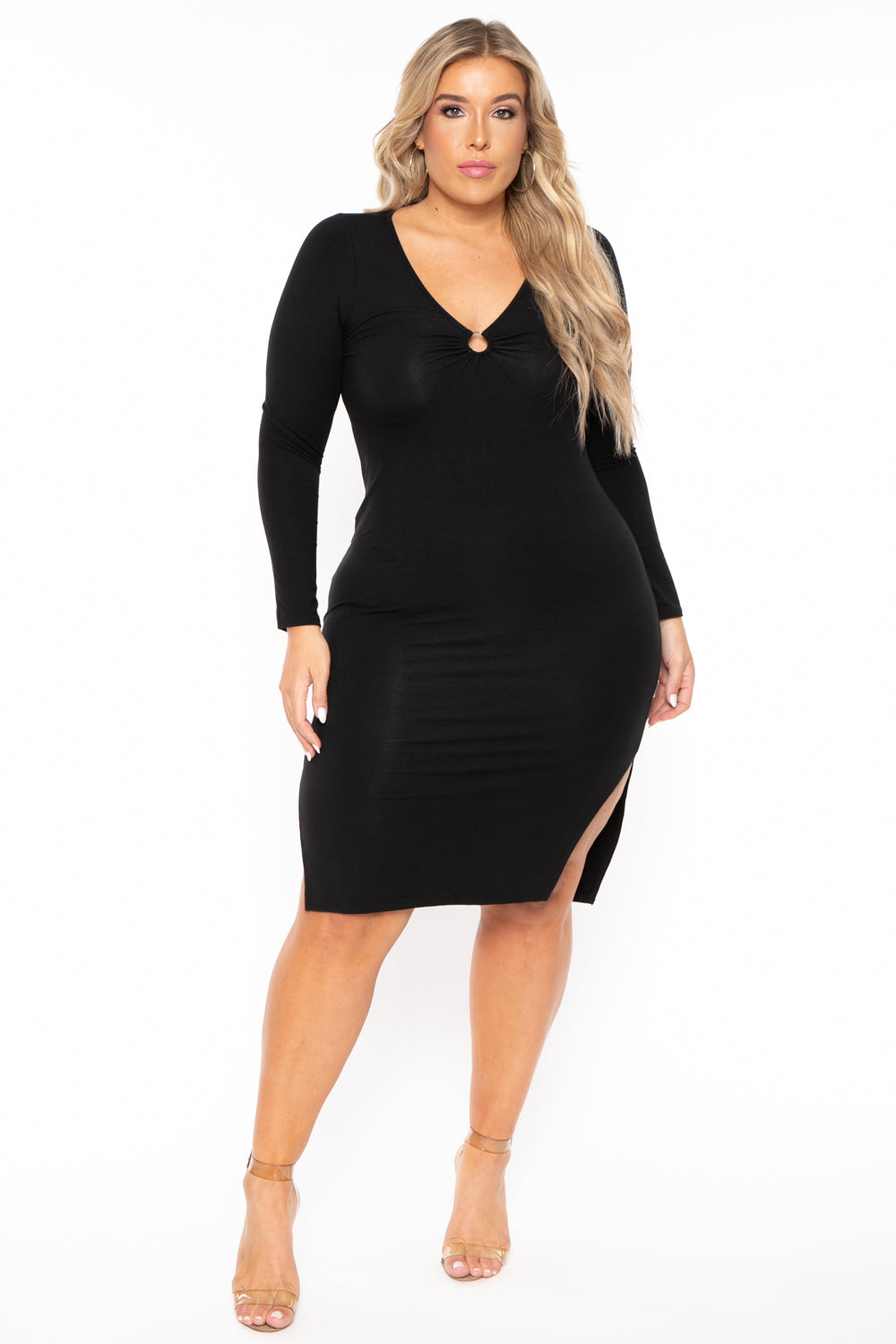 Curvy Sense Dresses 1X / Black Plus Size Niela Midi Dress - Black