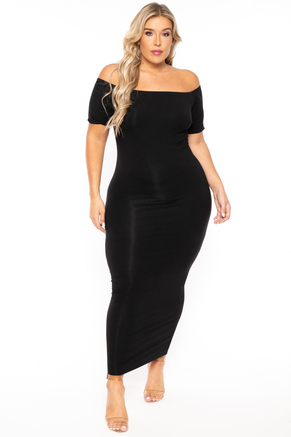 Curvy Sense Dresses 1X / Black Plus Size Off The Shoulder Tube Maxi Dress - Black