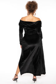 Gibiu Dresses Plus Size Olivia Velvet Maxi Dress - Black