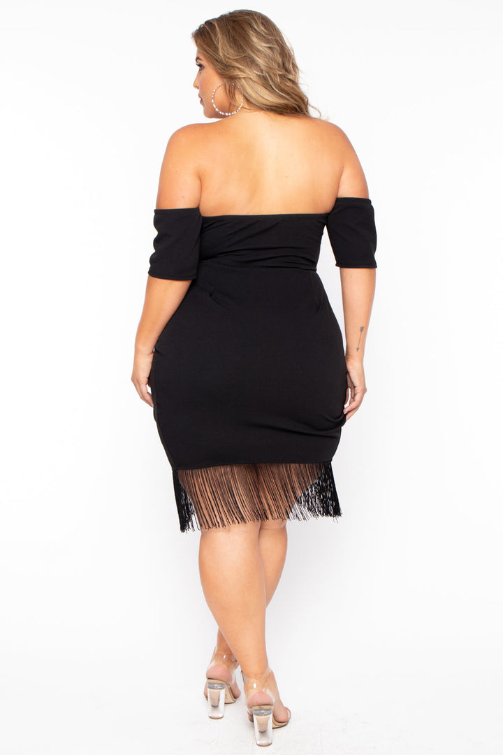 Plus Size Señorita Fringe Dress - Black - Curvy Sense