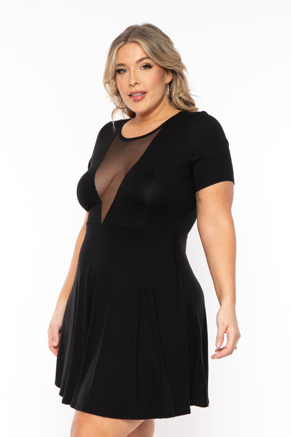 Plus Size Vicki Mesh Flare Dress - Black – Curvy Sense