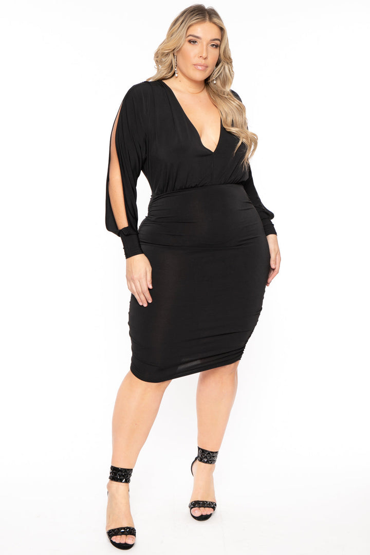 Curvy Sense Dresses 1X / Black Plus Size Victoria Dress - Black