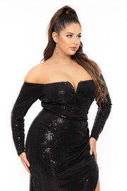 Curvy Sense Dresses Plus Size Viviana Off The Shoulder Dress - Black