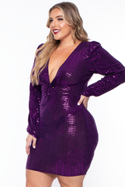 Plus Size Ximena Sequins Dress - Violet - Curvy Sense