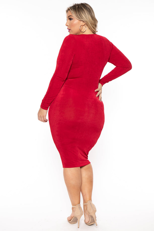 Curvy Sense Dresses Plus Size Yaretzi Slinky Dress - Red