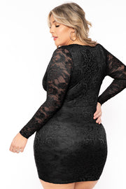 Curvy Sense Dresses Plus Size Yuliana Lace Dress- Black