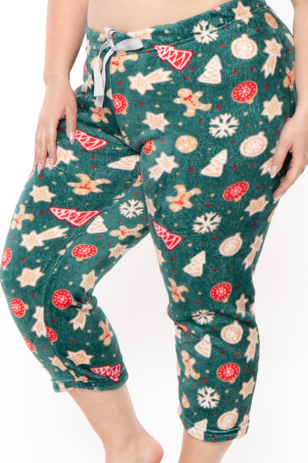 Smile Lingerie Intimates 1X / Green Plus Size Gingerbread Print Lounge Pant - Green