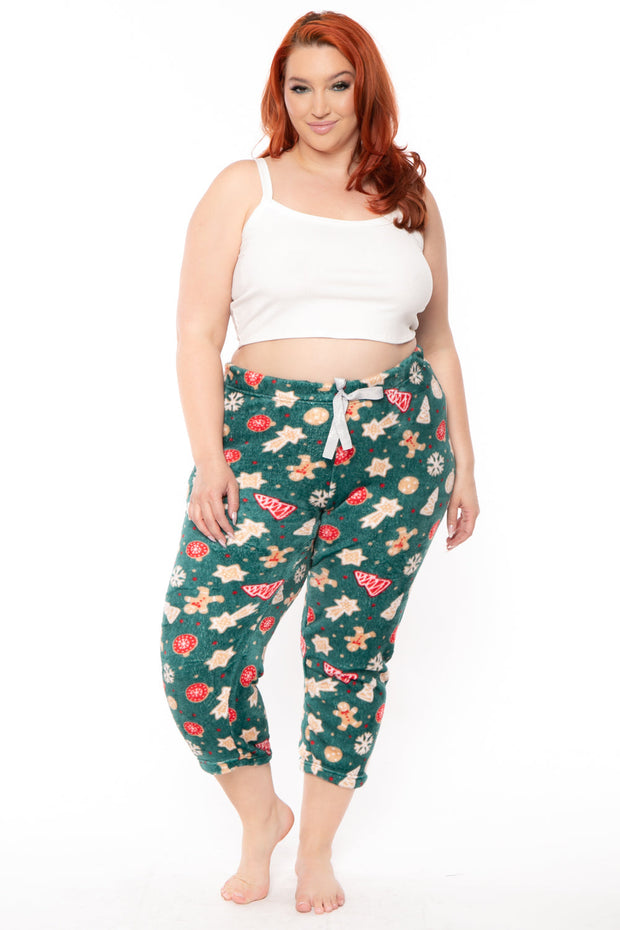 Smile Lingerie Intimates Plus Size Gingerbread Print Lounge Pant - Green