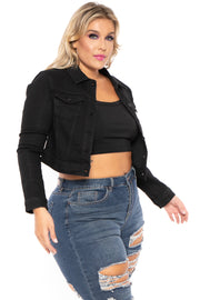 Wax Jean Jackets And Outerwear Plus Size Basic Denim Jacket - Black