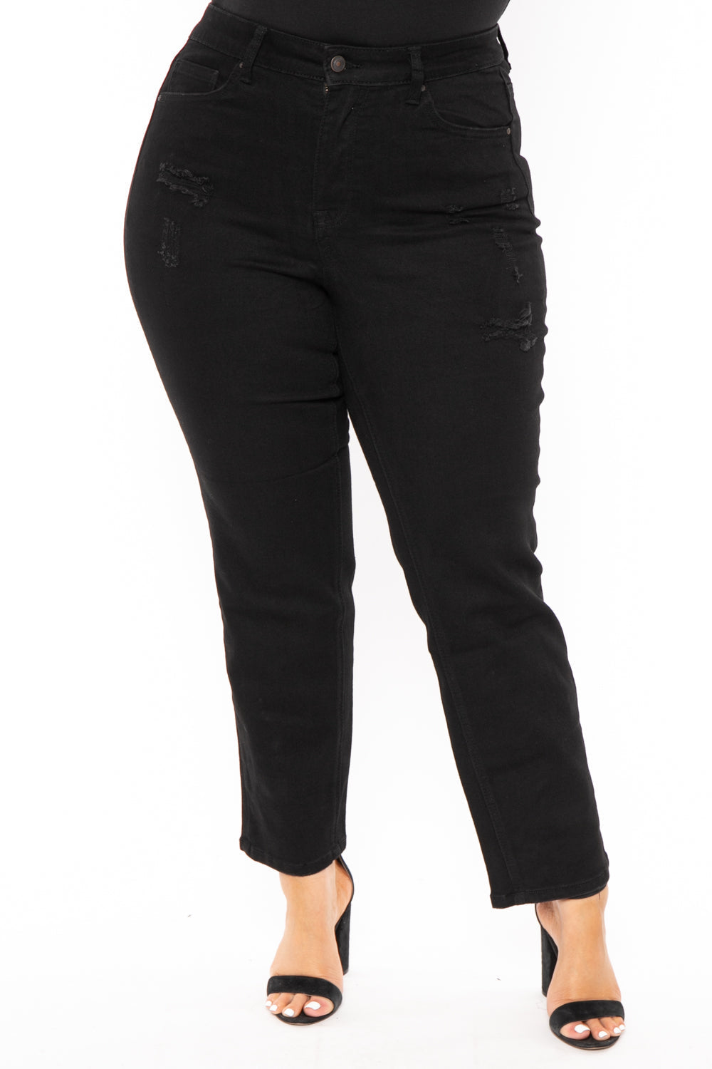 Wax Jean Jeans 14 / Black Plus Size Authentic Wash Slim Straight Jean - Black