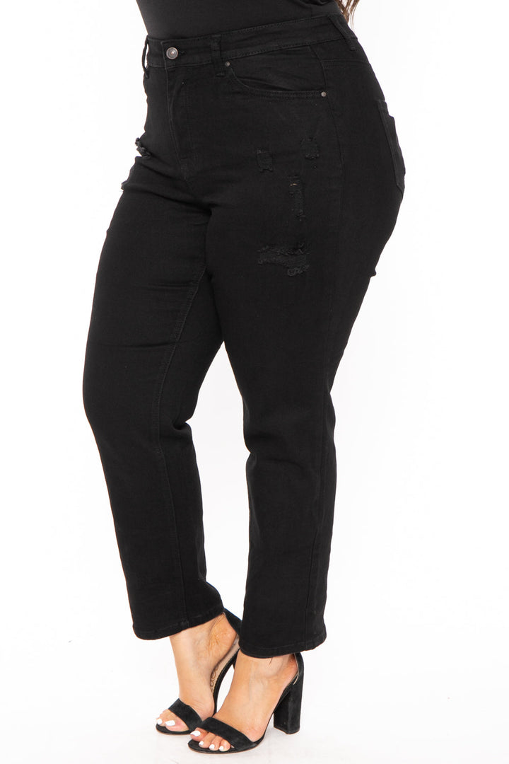 Wax Jean Jeans Plus Size Authentic Wash Slim Straight Jean - Black