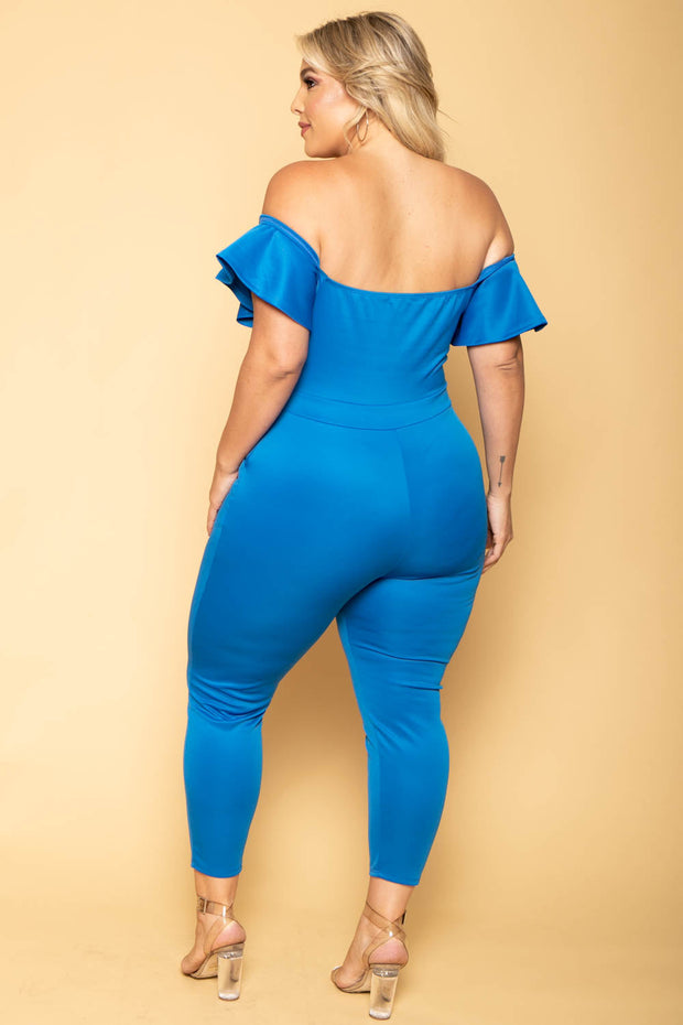 Plus Size Denim Blue Zip Up Bodycon Jumpsuit US$ 15.74 -  www.lover-pretty.com