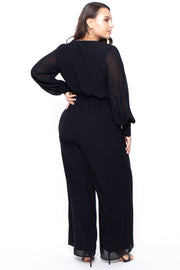 Plus Size Alyssa Sheer Jumpsuit - Black - Curvy Sense