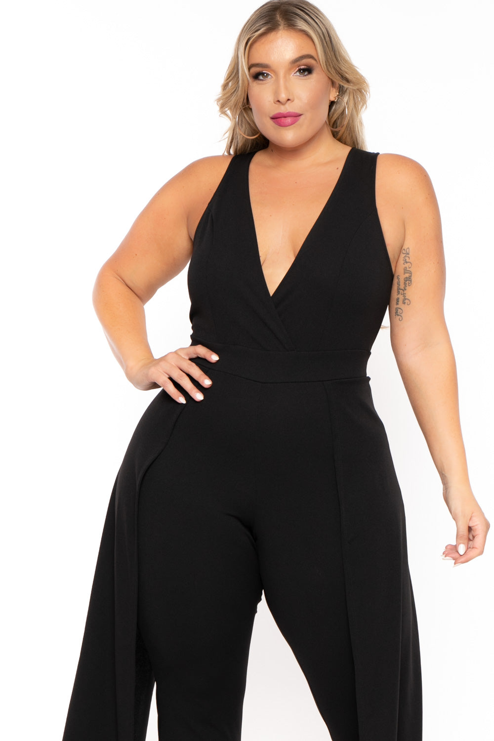 Plus Size Angelina Overlay Jumpsuit- Black