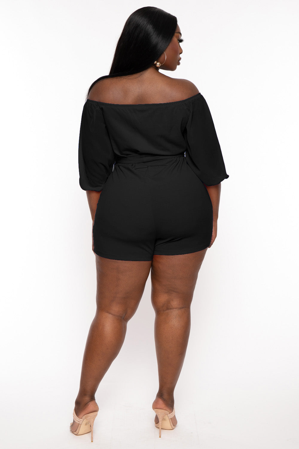 Find Me Jumpsuits and Rompers Plus Size Aryana Cross Over Romper - Black