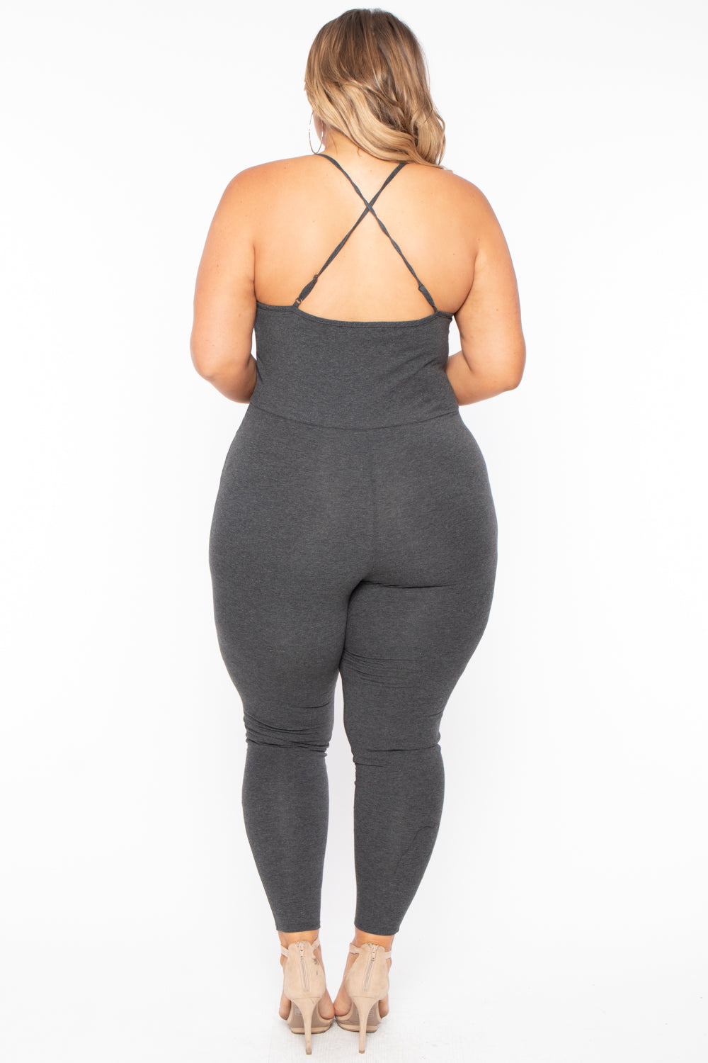 Plus Size Destroyed Catsuit Jumpsuit - Charcoal - Curvy Sense