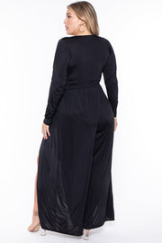 Curvy Sense Jumpsuits and Rompers Plus Size Ellia M-Slit Jumpsuit- Black