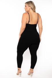 Curvy Sense Jumpsuits and Rompers Plus Size Liz Grommet Lace Up Jumpsuit - Black