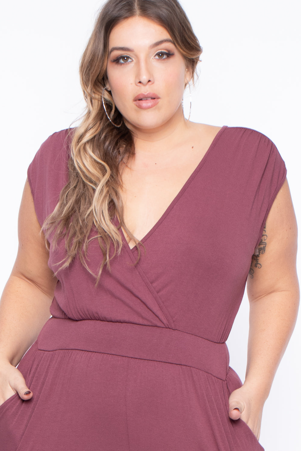 Plus Size Rosewood Jumpsuit - Mauve - Curvy Sense