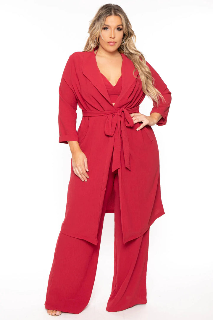 Gibiu Matching Sets Plus Size Boss Babe  3 Piece Matching Set - Ruby