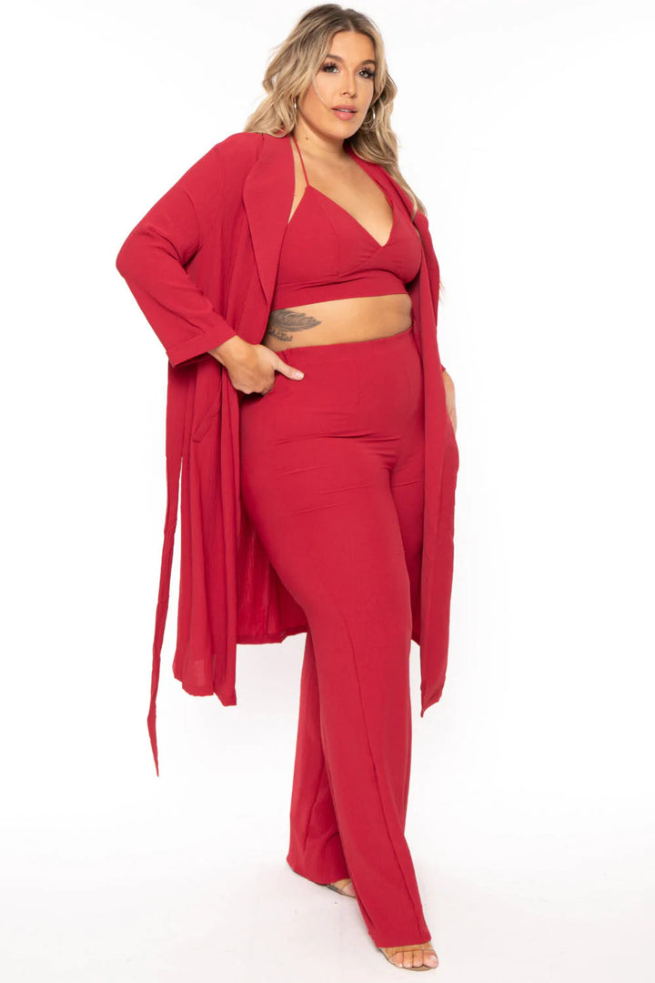 Gibiu Matching Sets Plus Size Boss Babe  3 Piece Matching Set - Ruby