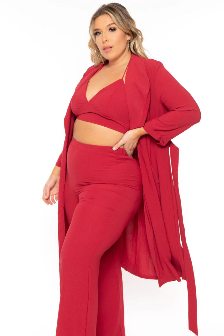 Gibiu Matching Sets Plus Size Boss Babe  3 Piece Matching Set - Ruby