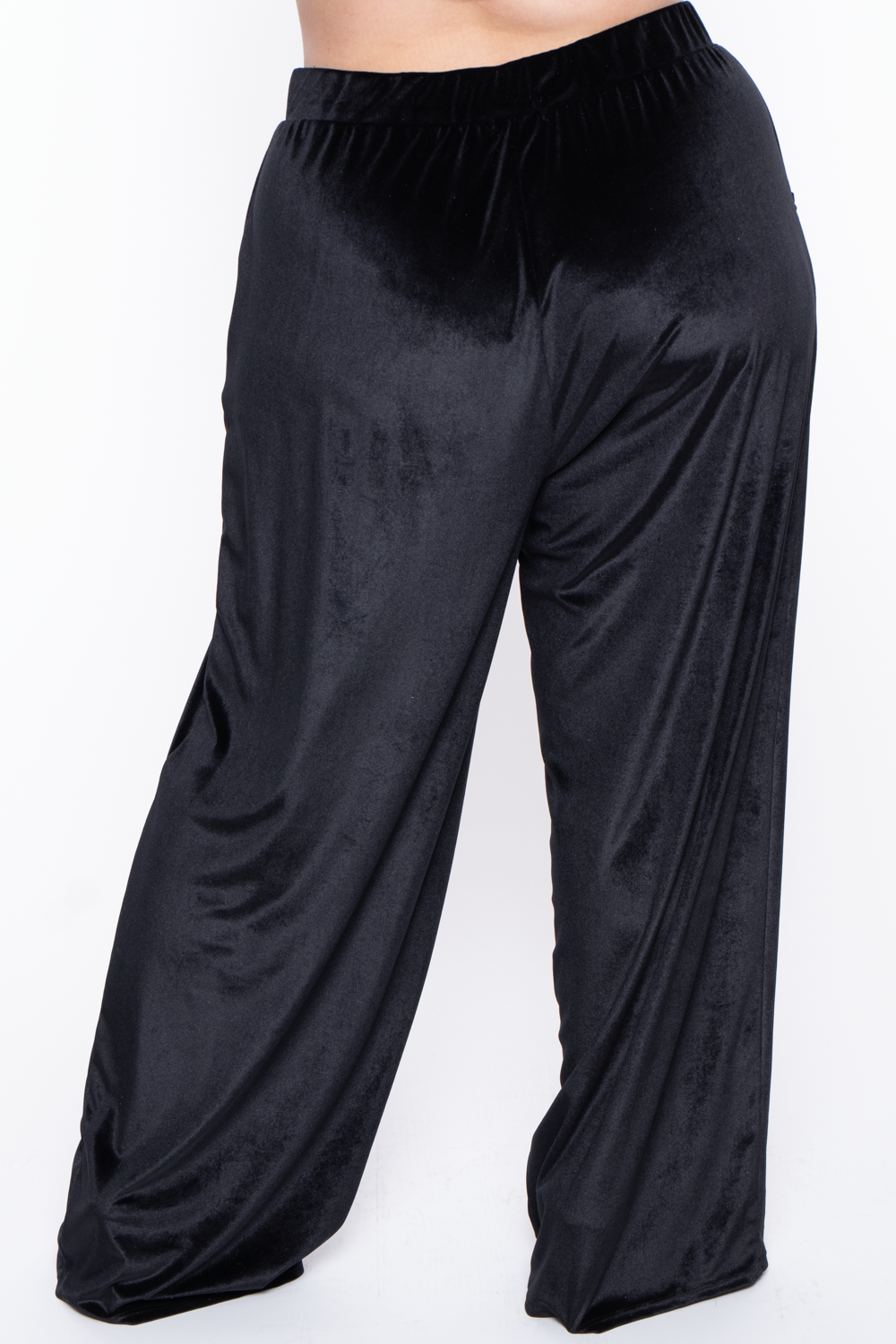 Plus Size Eloise Velour Bandeau & Pant Set - Black - Curvy Sense