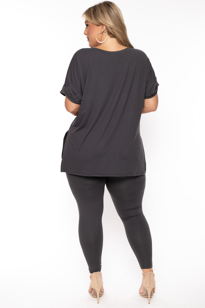 ZENANA Matching Sets Plus Size Lexa Tee And Legging Pant Set - Grey