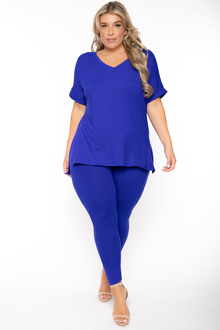 ZENANA Matching Sets 1X / Royal Blue Plus Size Lexa Tee And Legging Pant Set - Royal Blue