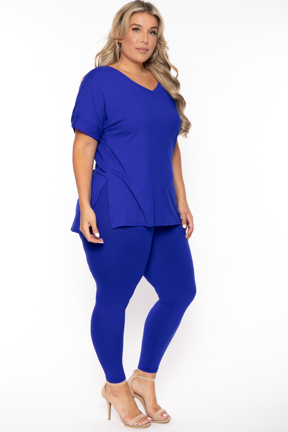 ZENANA Matching Sets Plus Size Lexa Tee And Legging Pant Set - Royal Blue