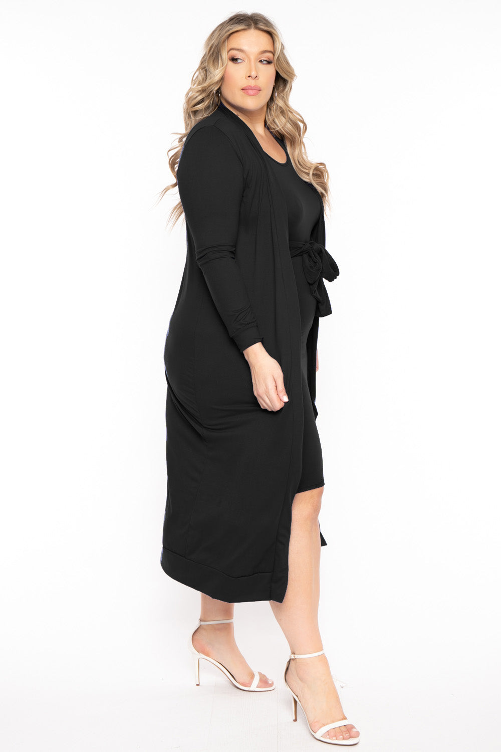 H & H FASHION Matching Sets Plus Size Shayla 2PC Cardigan And Dress - Black