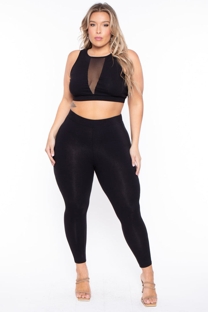 Curvy Sense Matching Sets Plus Size Valerie Mesh Matching Set- Black