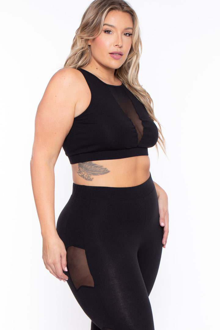 Curvy Sense Matching Sets Plus Size Valerie Mesh Matching Set- Black