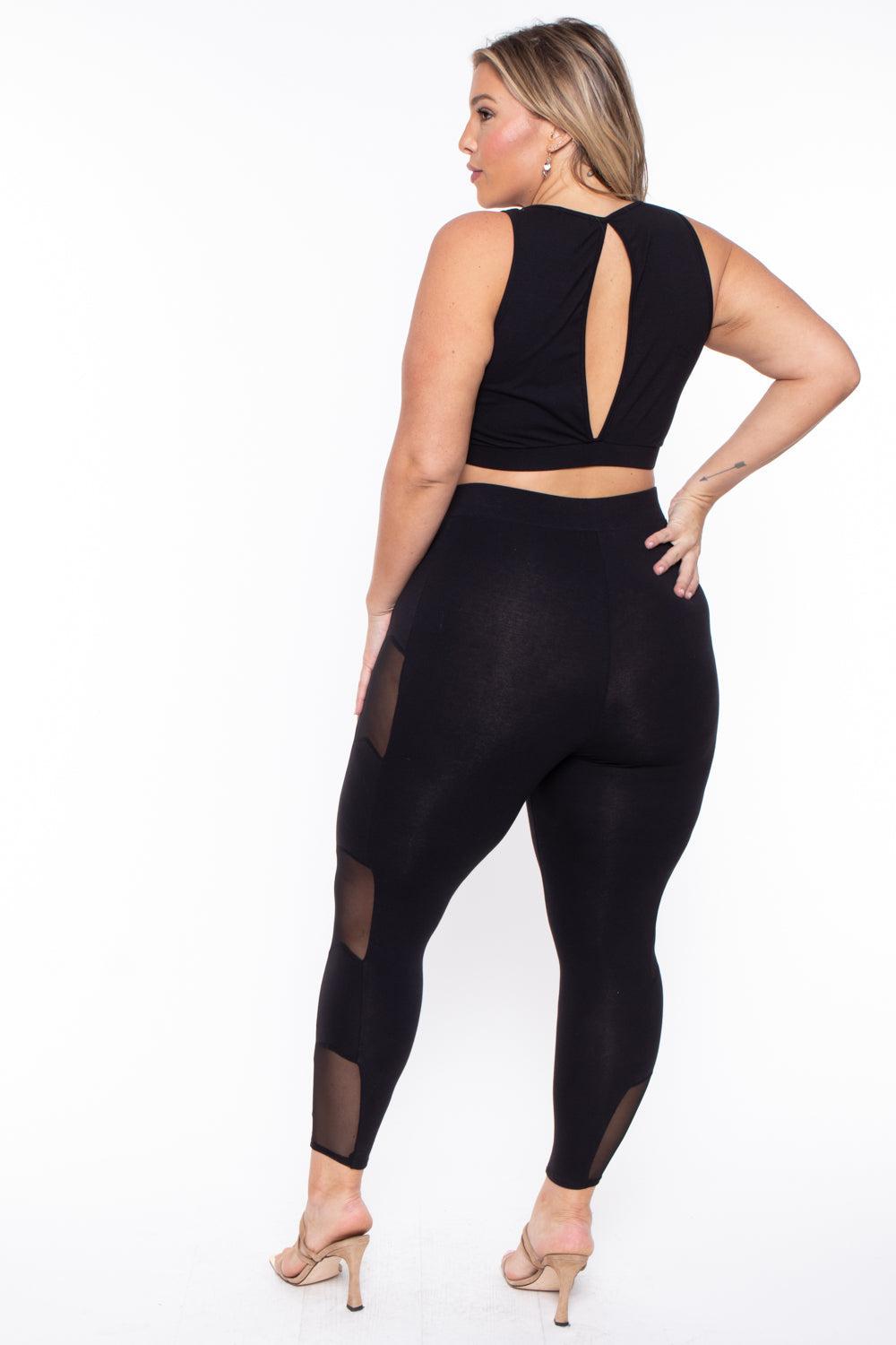 Curvy Sense Matching Sets Plus Size Valerie Mesh Matching Set- Black