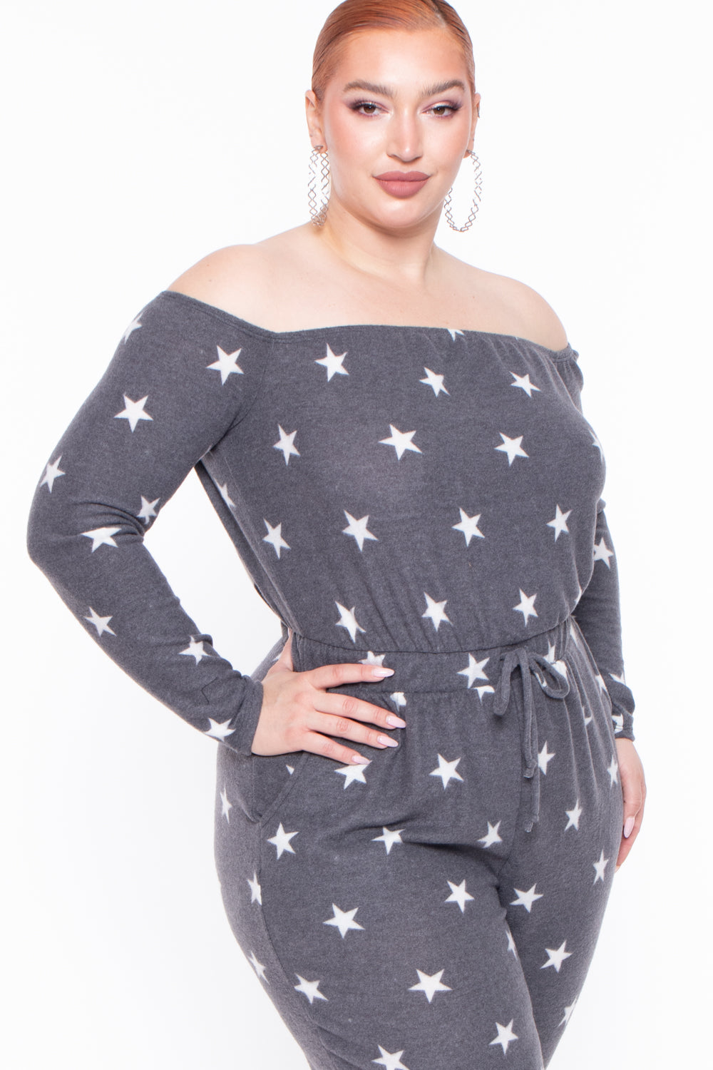 Plus Size Zaira Starry Loungewear - Gray - Curvy Sense