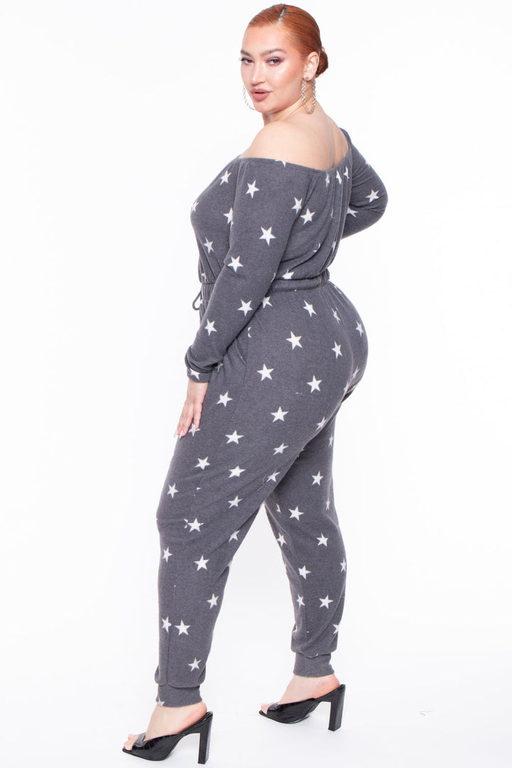 Plus Size Zaira Starry Loungewear - Gray - Curvy Sense