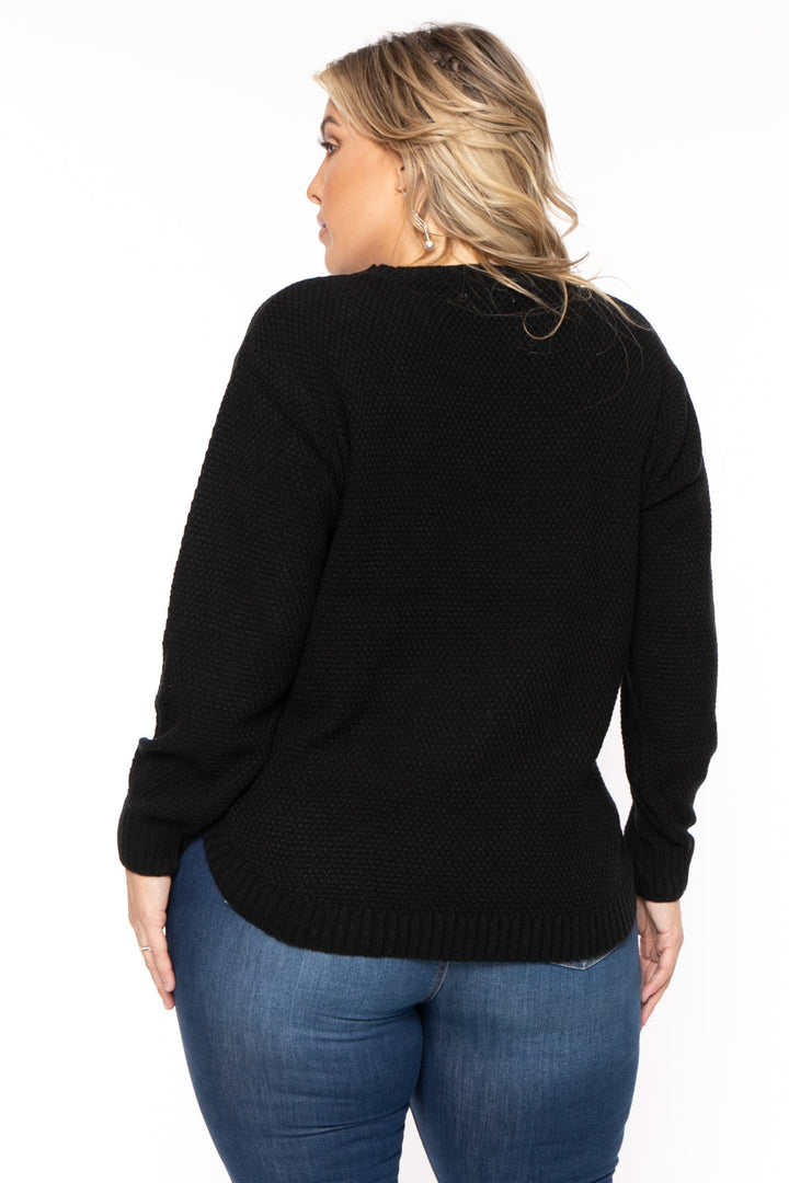 Zenana Sweaters & Cardigans Plus Size Basic Knit  Sweater - Black