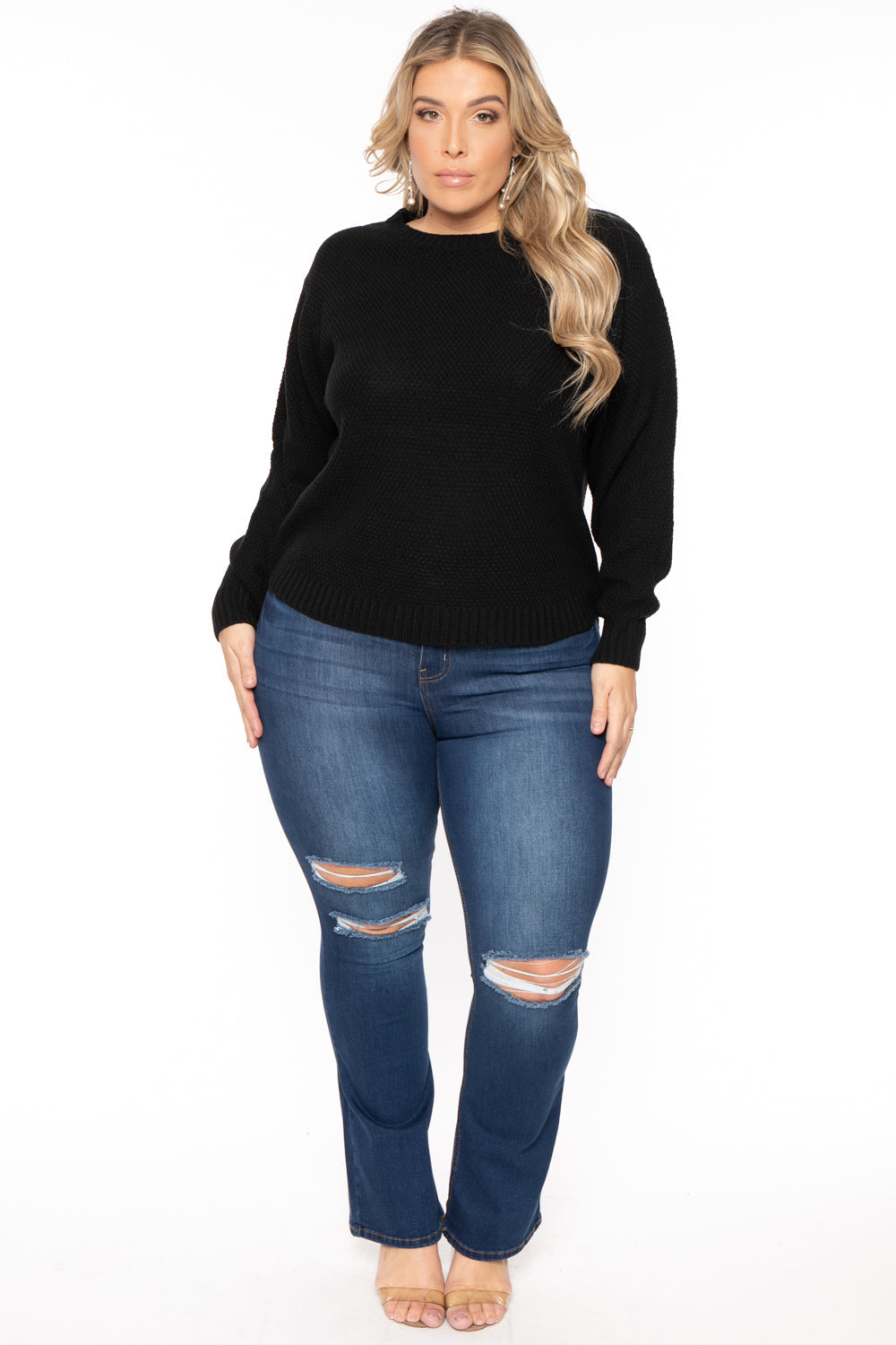 Zenana Sweaters & Cardigans 1X / Black Plus Size Basic Knit  Sweater - Black