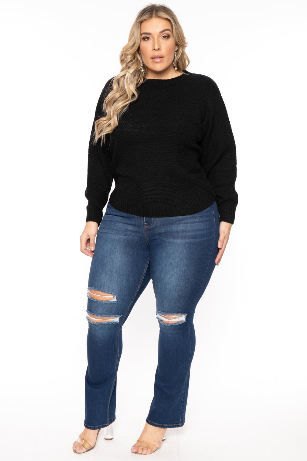 Zenana Sweaters & Cardigans Plus Size Basic Knit  Sweater - Black