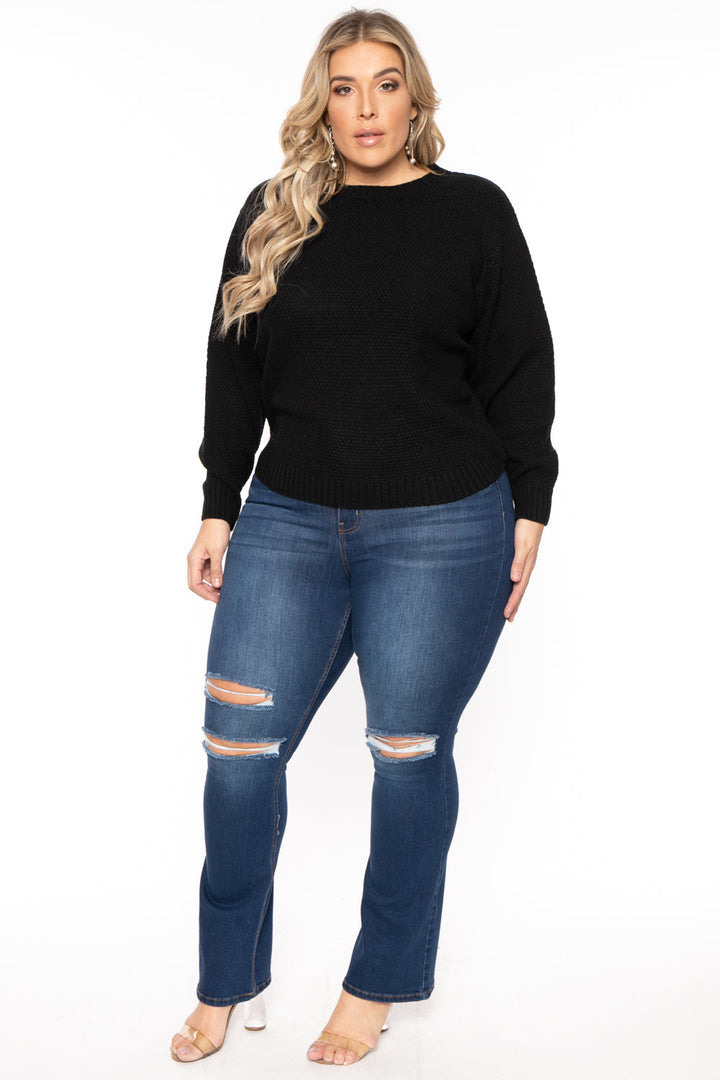 Zenana Sweaters & Cardigans Plus Size Basic Knit  Sweater - Black