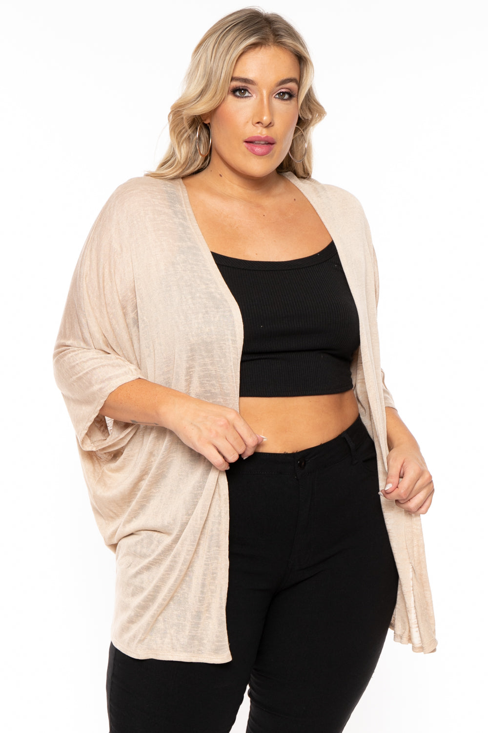 Ambiance Sweaters & Cardigans Plus Size Cozy Vibes Cardigan - Taupe
